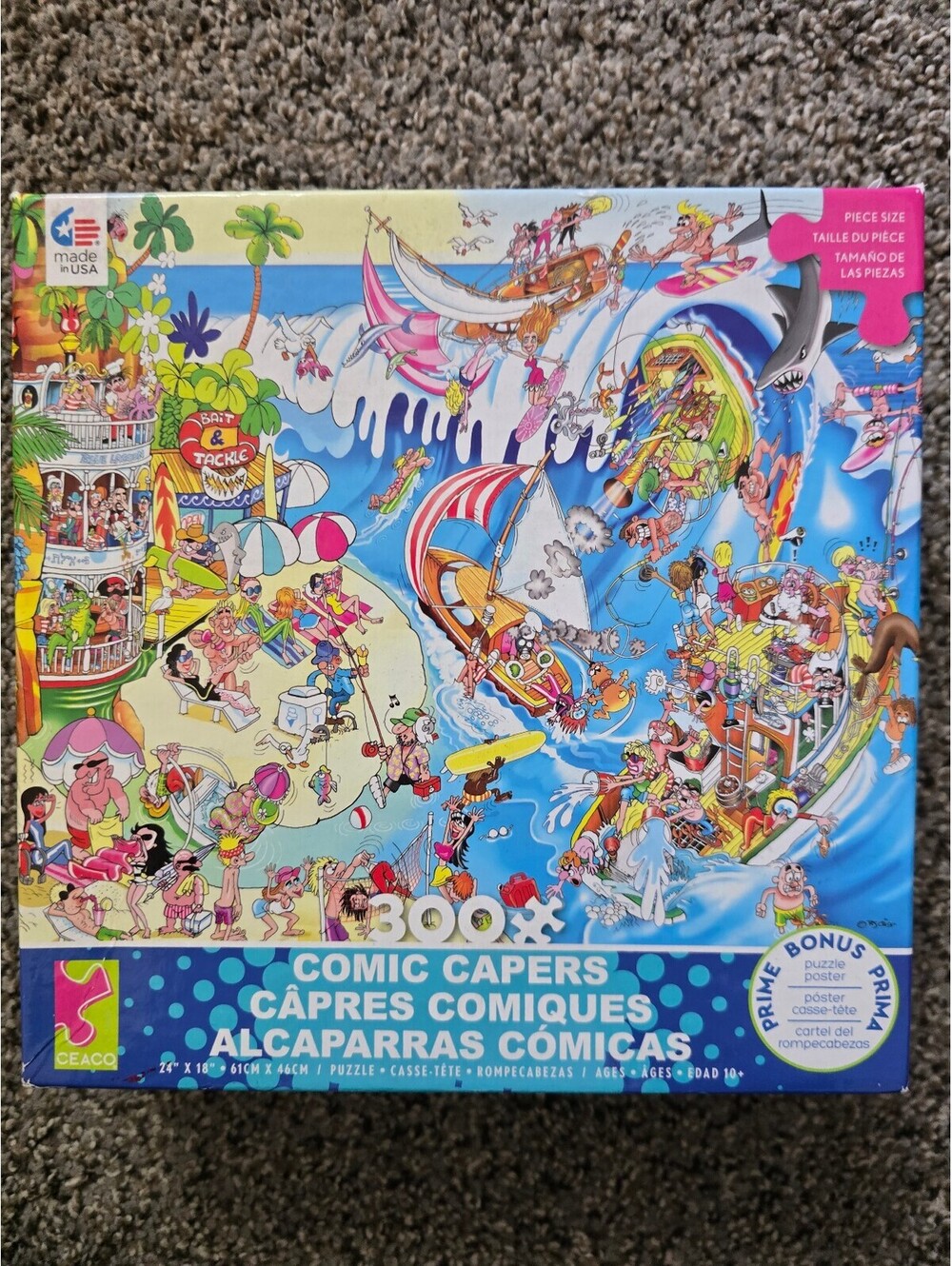 Ceaco Comic Capers The Wave 300 Pc Jigsaw Puzzle R.J. Crisp Complete HTF Rare